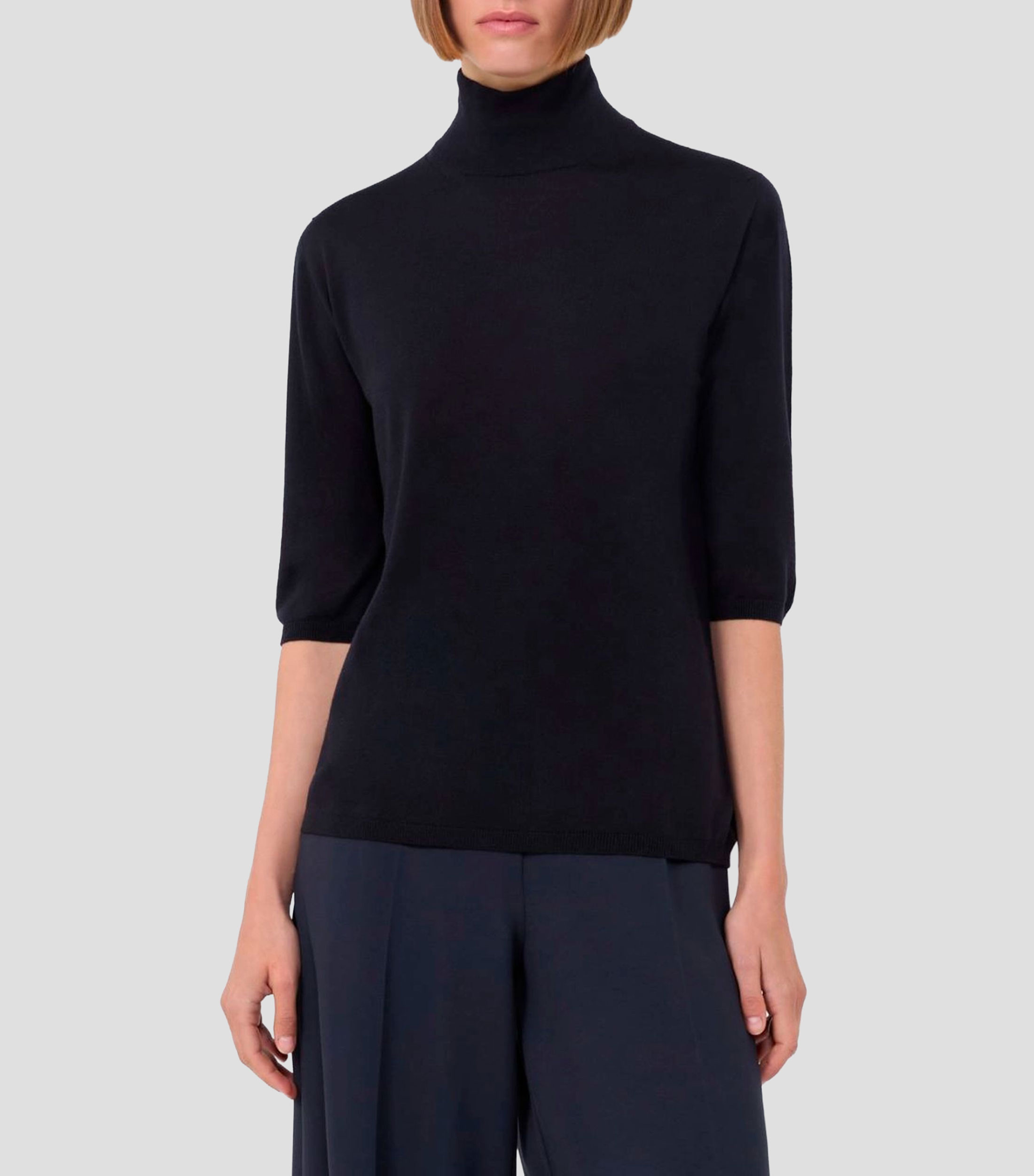 Blusa lisa con manga 3/4 Mujer